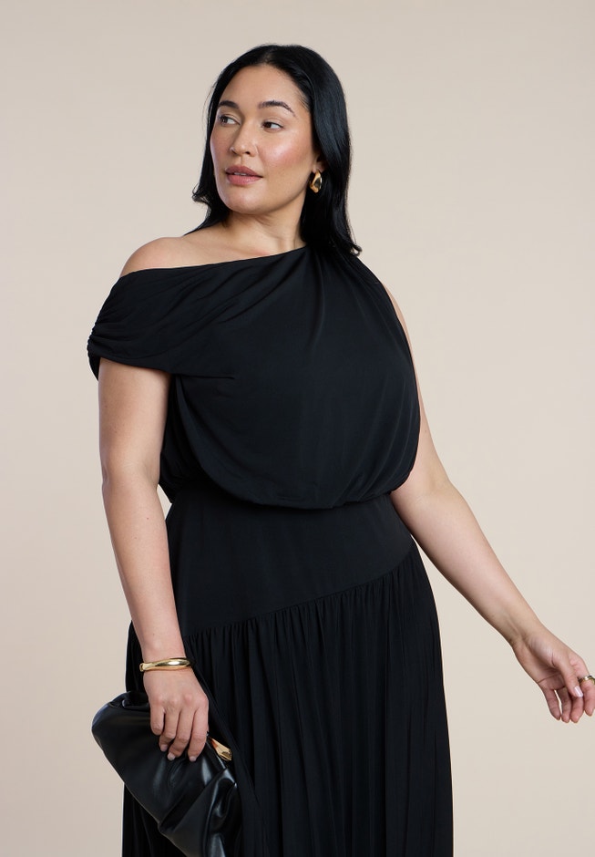 Draped One-Shoulder Maxi Dress image number 3