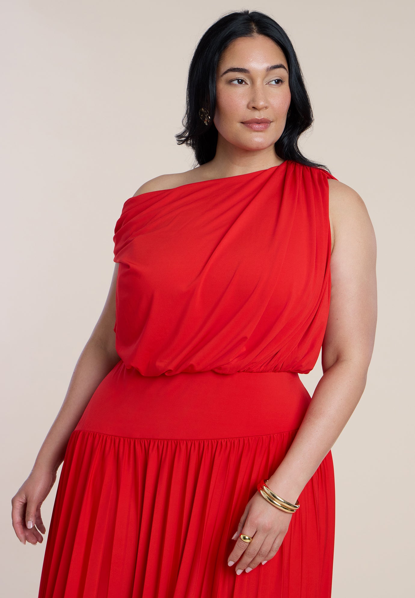 Draped One-Shoulder Maxi Dress image number 2