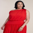 Draped One-Shoulder Maxi Dress image number null