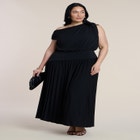 Draped One-Shoulder Maxi Dress image number null