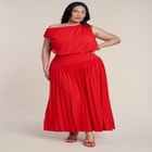 Draped One-Shoulder Maxi Dress image number null