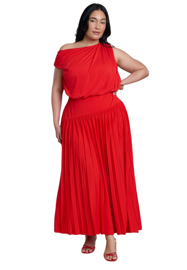 Draped One-Shoulder Maxi Dress