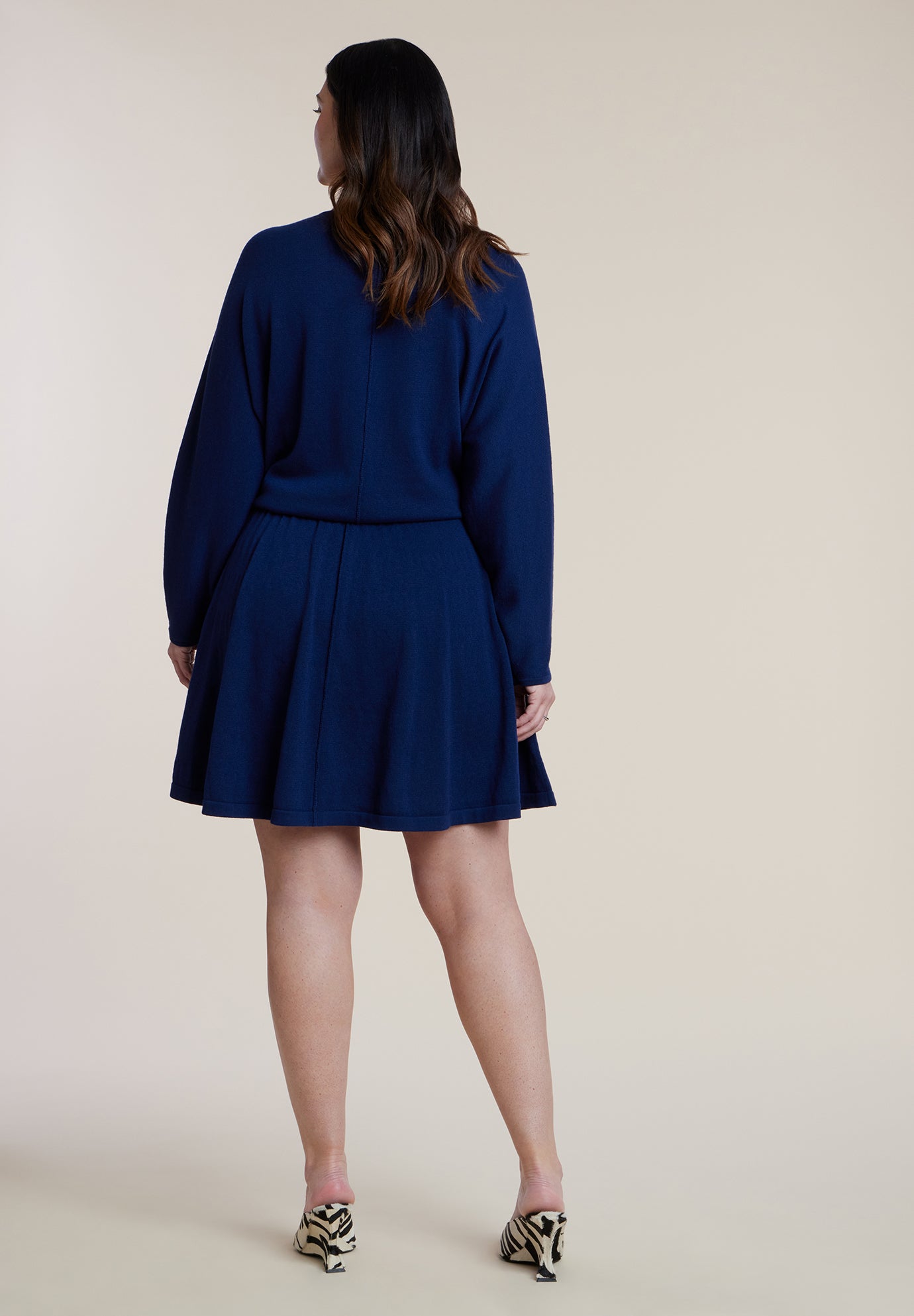 Elastic Waist Sweater Mini Dress image number 1