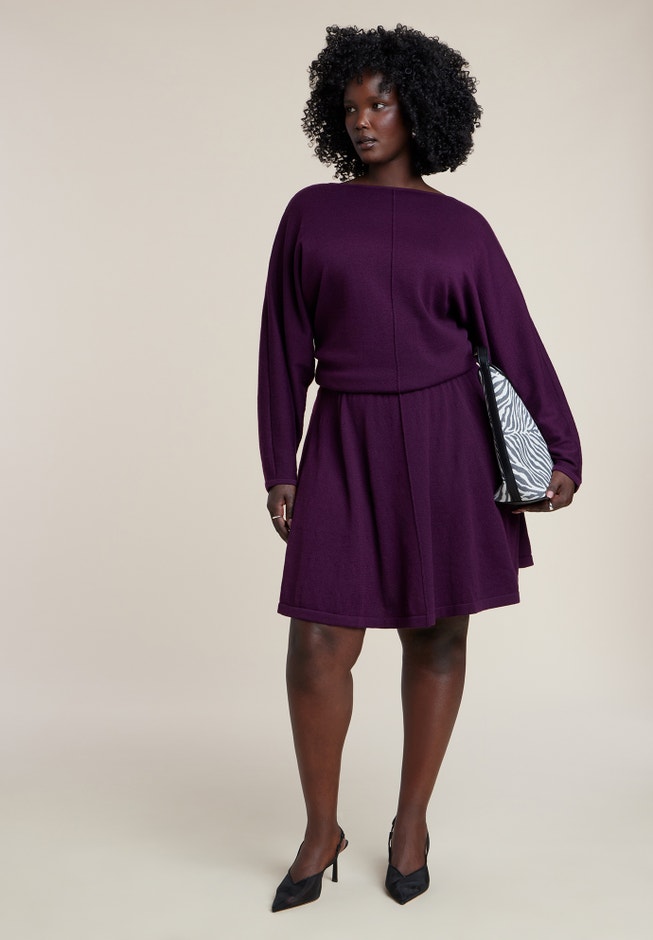 Elastic Waist Sweater Mini Dress image number 1