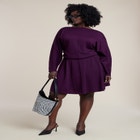 Elastic Waist Sweater Mini Dress image number null