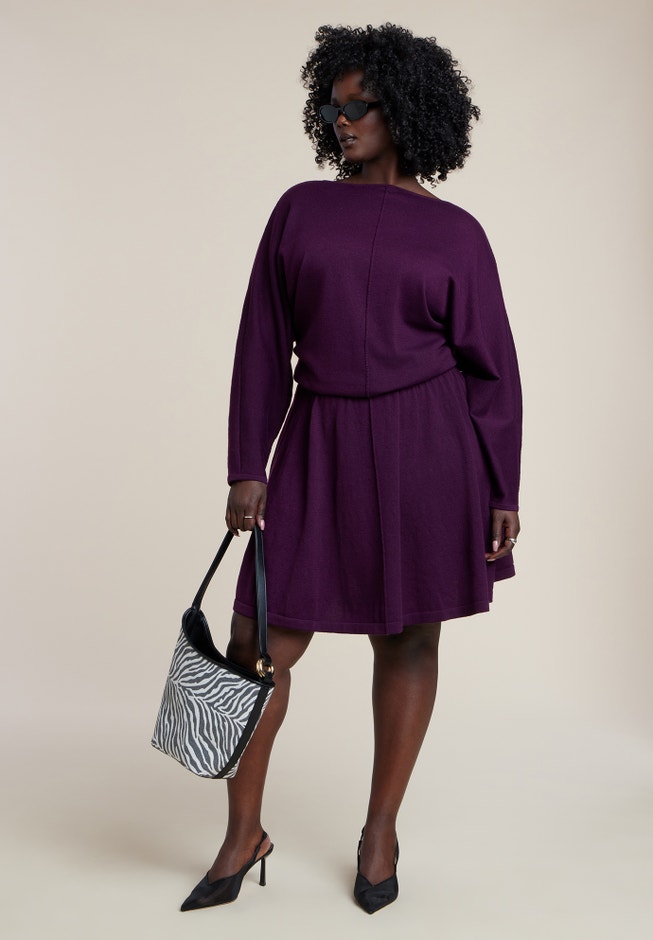 Elastic Waist Sweater Mini Dress image number 4