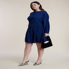 Elastic Waist Sweater Mini Dress image number null