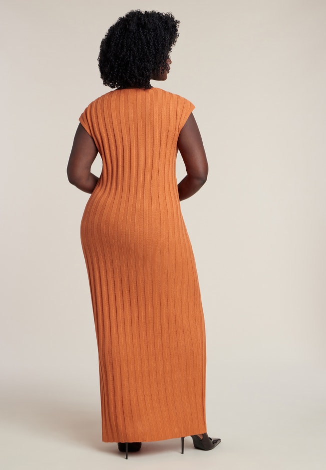 Short Sleeve Ribbed Sweater Maxi Dress image number 1