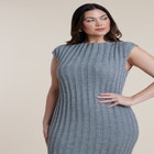 Short Sleeve Ribbed Sweater Maxi Dress image number null