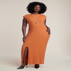 Short Sleeve Ribbed Sweater Maxi Dress image number null