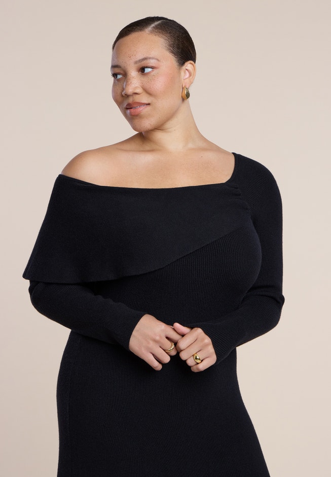 Off The Shoulder Sweater Midi Dress image number 2