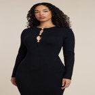 Sweater Button Detail Sweater Maxi Dress image number null