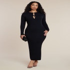 Sweater Button Detail Sweater Maxi Dress image number null