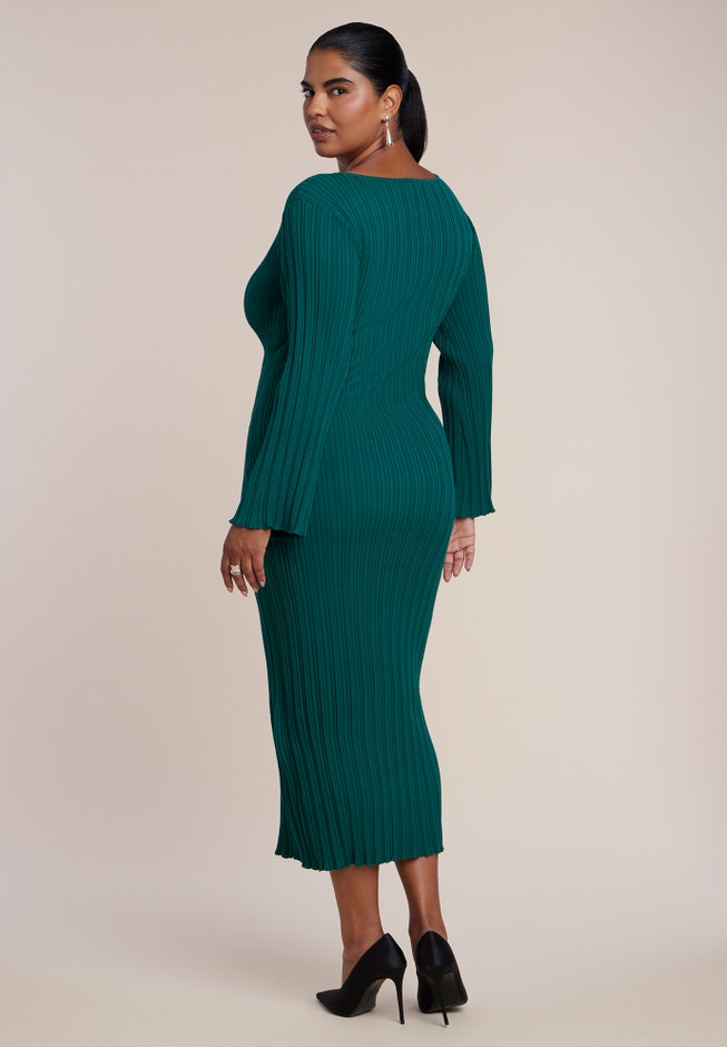 Lettuce Hem Ribbed Sweater Maxi Dress image number 1