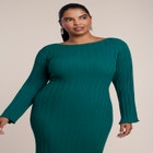 Lettuce Hem Ribbed Sweater Maxi Dress image number 2
