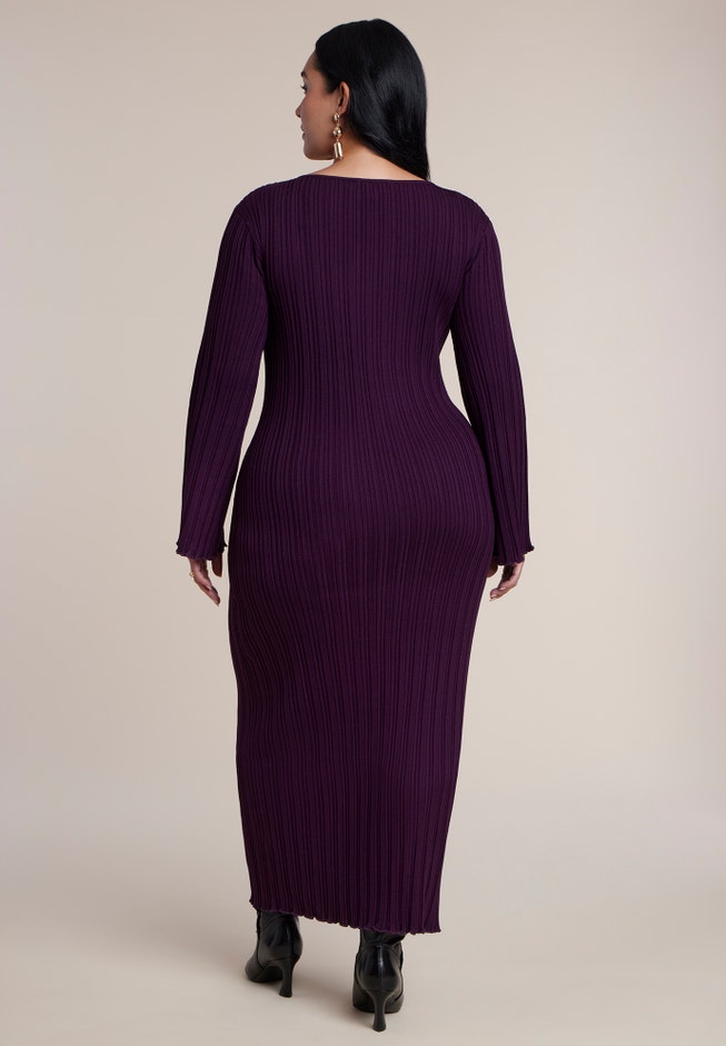 Lettuce Hem Ribbed Sweater Maxi Dress image number 2