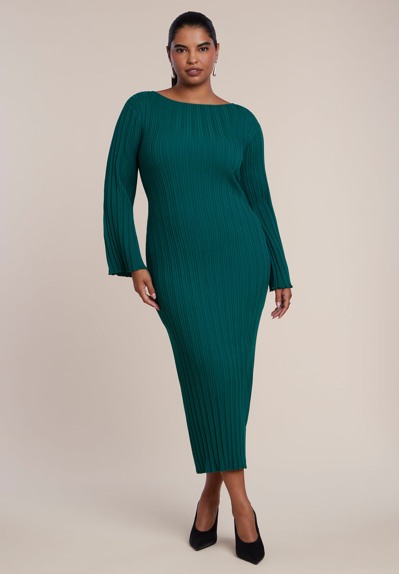 Lettuce Hem Ribbed Sweater Maxi Dress image number 0