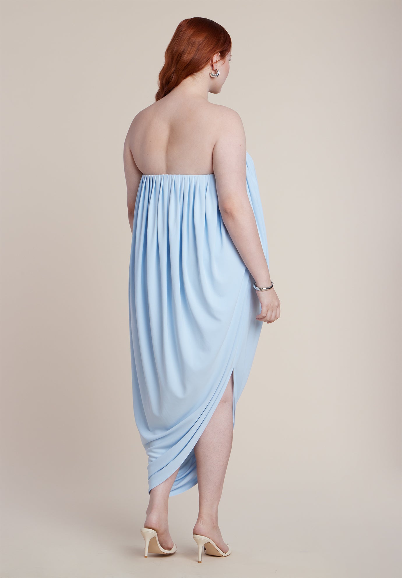Strapless Draped Midi Dress image number 4