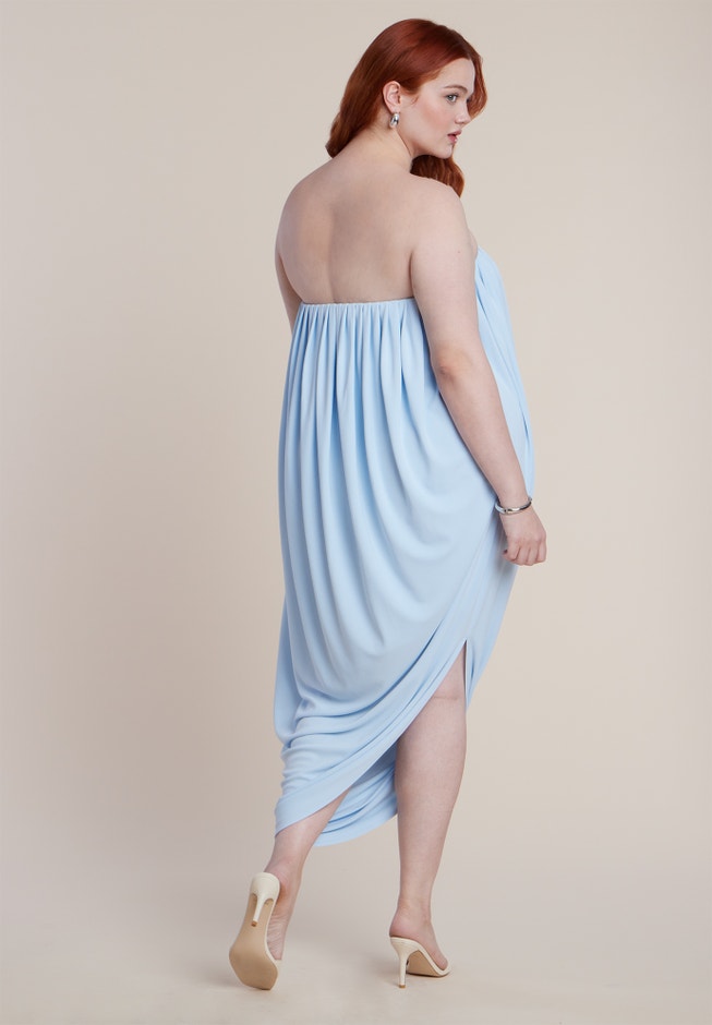 Strapless Draped Midi Dress image number 5
