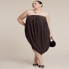 Strapless Draped Midi Dress image number null