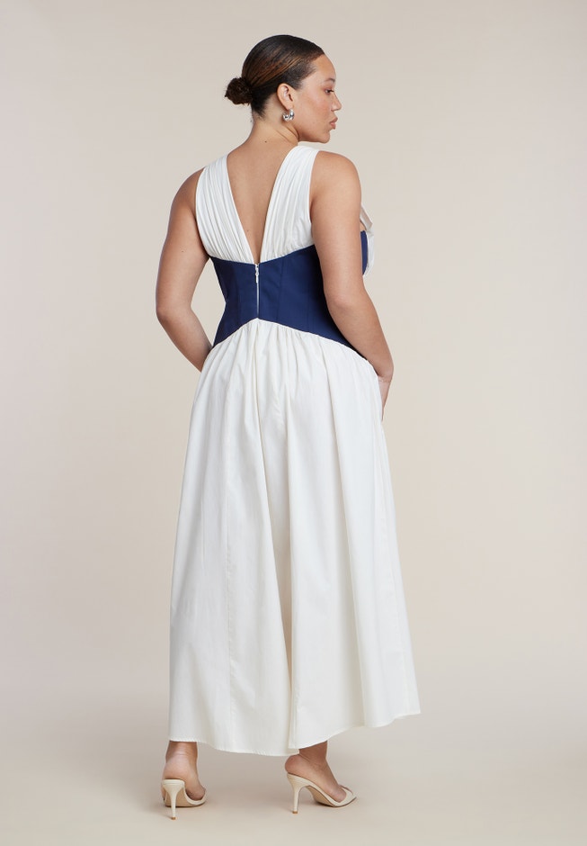 Corset Detail Poplin Maxi Dress image number 1