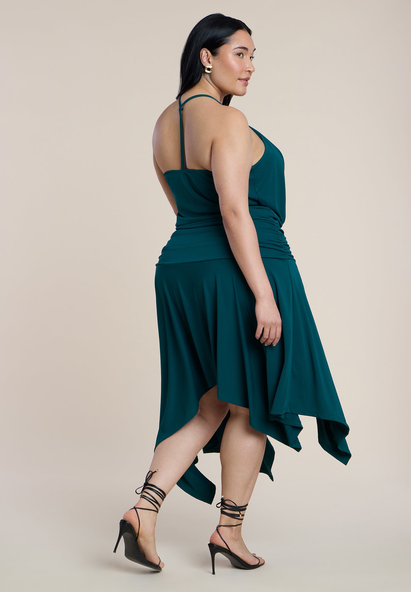 Asym Hem Draped Jersey Midi Dress image number 2