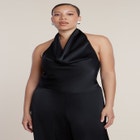 Halter Cowl Neck Satin Jumpsuit image number 3
