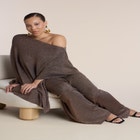 Semi-Sheer Shimmer Sweater Pant image number null