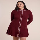 Tipping Detail Collared Sweater Mini Dress image number 2