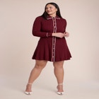 Tipping Detail Collared Sweater Mini Dress image number 0