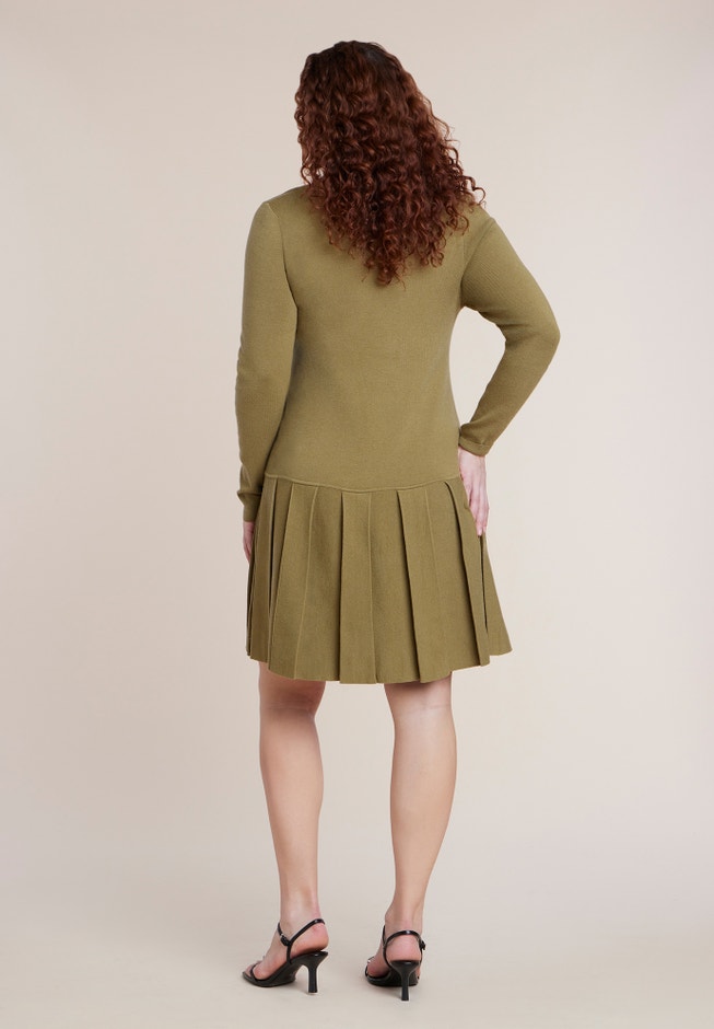 Collared Pleated Sweater Mini Dress image number 1