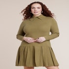 Collared Pleated Sweater Mini Dress image number 2