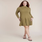 Collared Pleated Sweater Mini Dress image number 0