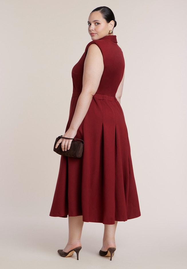 Ponte Sleeveless Midi Shirt Dress image number 1
