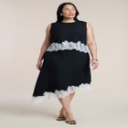 Asym Lace-Trimmed Midi Skirt image number null