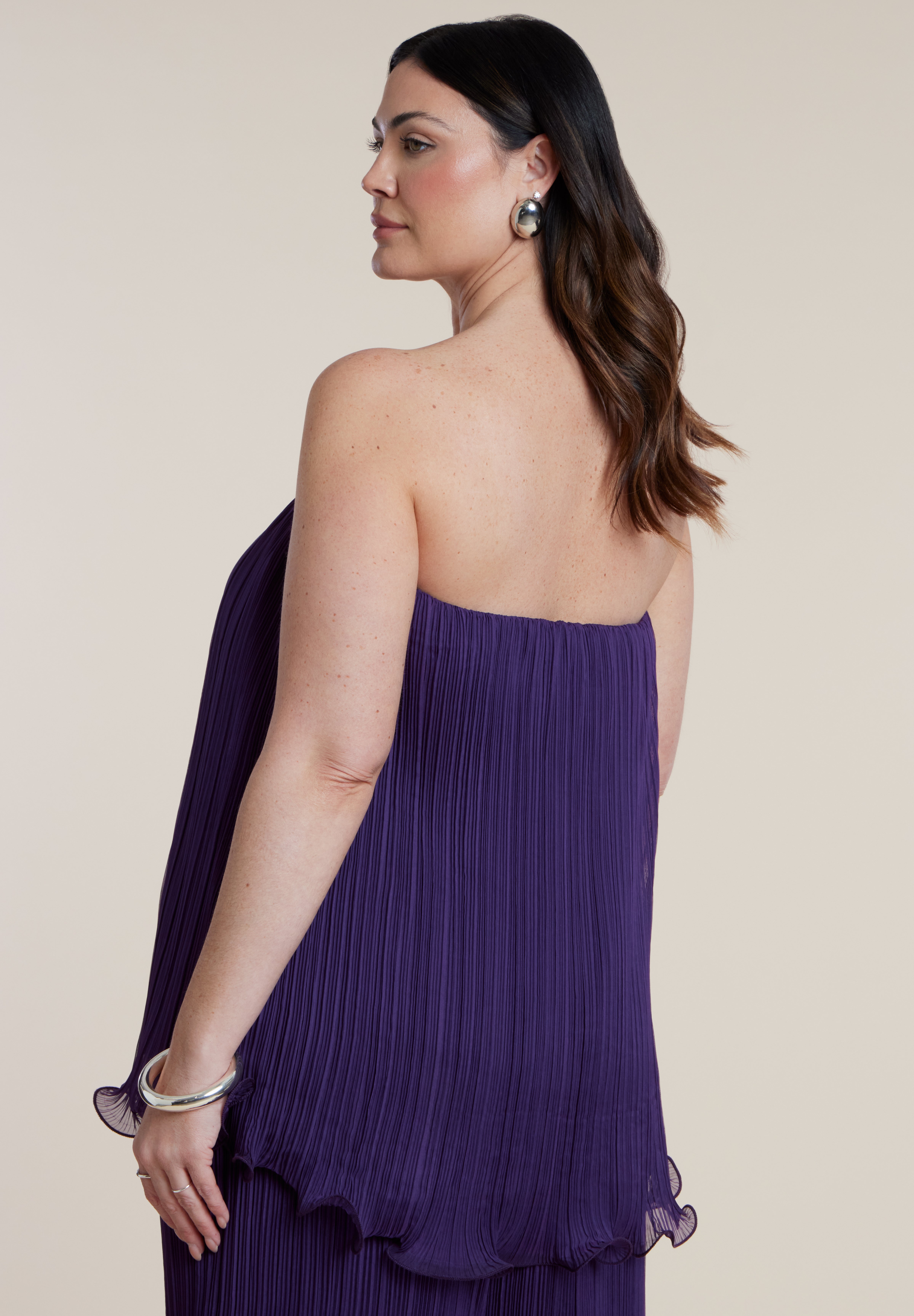 Wire Hem Pliss&eacute; Strapless Top image number 1