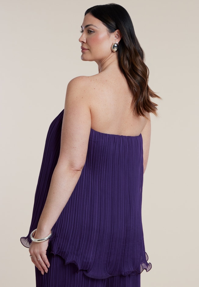 Wire Hem Pliss&eacute; Strapless Top image number 1