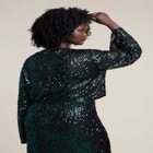 Boat Neck Sequin Crop Top image number null