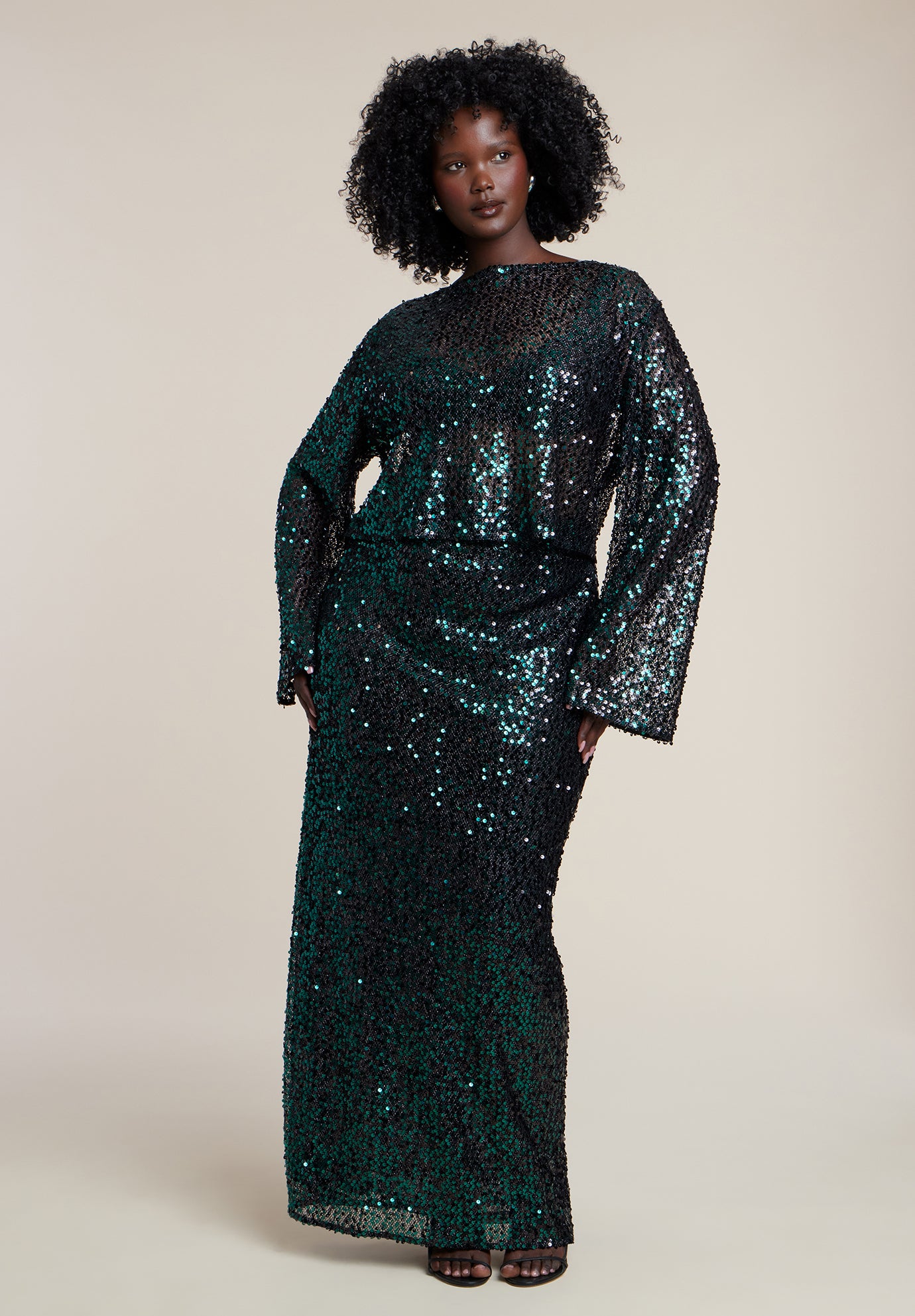 Boat Neck Sequin Crop Top image number 2