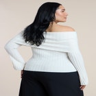 Off The Shoulder Ribbed Sweater image number 1