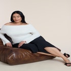 Off The Shoulder Ribbed Sweater image number 3