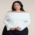Off The Shoulder Ribbed Sweater image number 0
