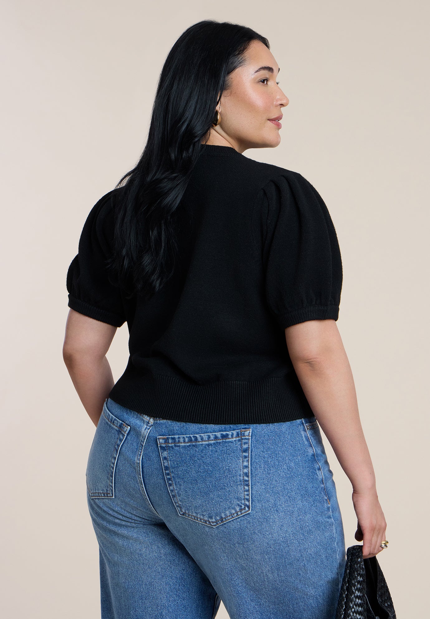 Puff Sleeve Cropped Cardigan image number 1