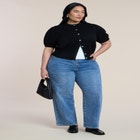 Puff Sleeve Cropped Cardigan image number null