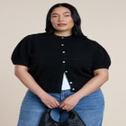 Puff Sleeve Cropped Cardigan image number null