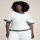 Stripe Detail Short Sleeve Sweater image number null