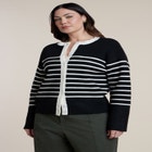 Striped Crewneck Cardigan image number null