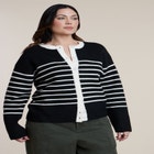 Striped Crewneck Cardigan image number null