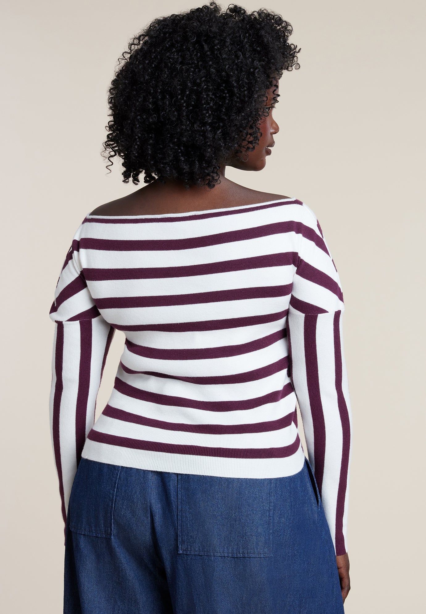 Striped Wrap Front Cropped Sweater image number 1