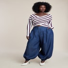 Striped Wrap Front Cropped Sweater image number null